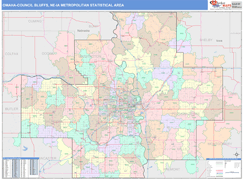 Omaha-Council Bluffs Metro Area Digital Map Color Cast Style